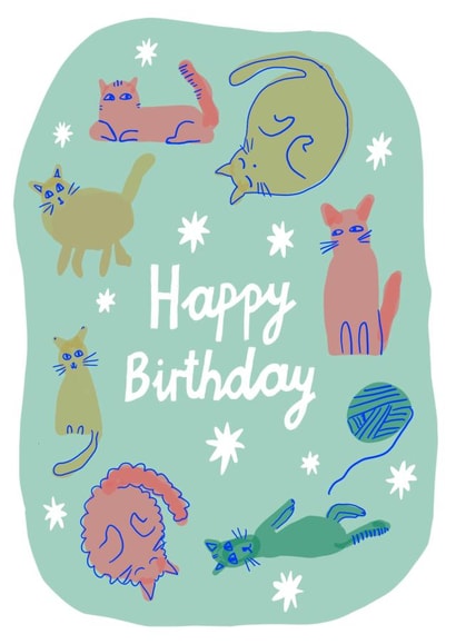 Happy Birthday // Cute Cat Card created by Lucy Bromilow