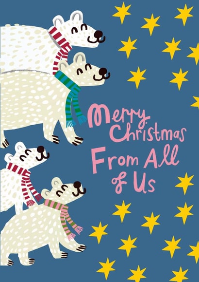 Cute Christmas Card-Polar Bear Family - Merry Christmas from all of Us created by @AimeeStevens.Design