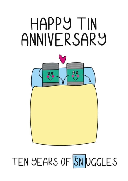 10th anniversary card for husband or wife. Happy tin anniversary. created by Schnauzer Scribbles