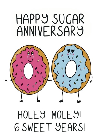 6th anniversary card for husband or wife. Happy sugar anniversary. created by Schnauzer Scribbles