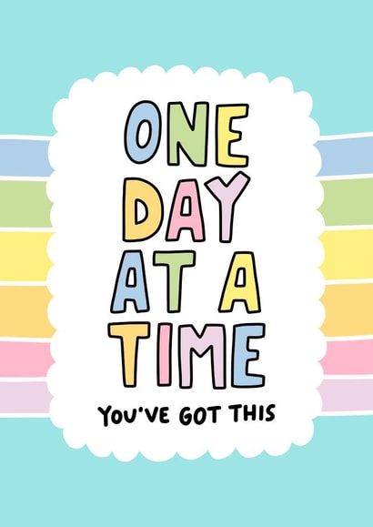 One Day At A Time - Recovery Card for Sobriety - Mental Health created by Angela Chick