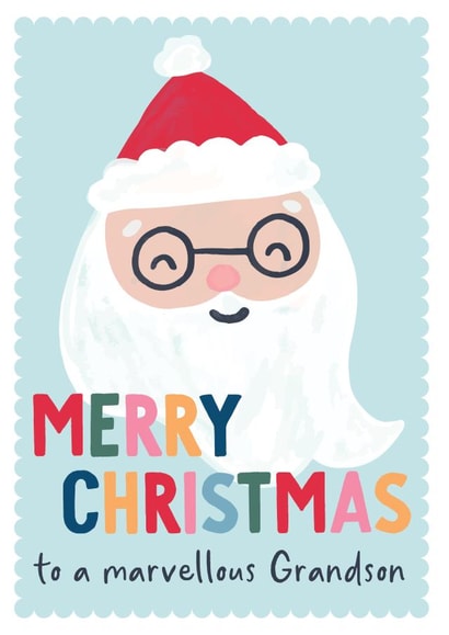 Cute Santa Christmas Card for a marvellous Grandson created by Sarah Catherine