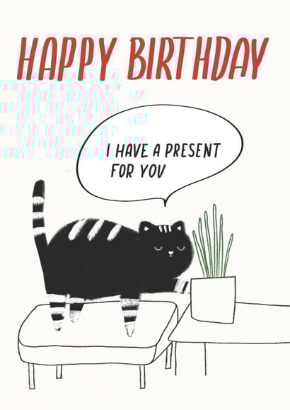 Birthday Card With A Cute Black Cat - Funny - For All People created by Nuta Mart