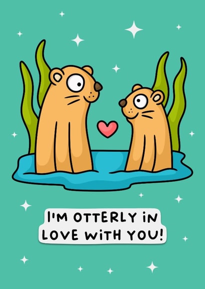 Cute cartoon otter anniversary/Valentine’s card - for your significant otter! created by Wafflemamaart