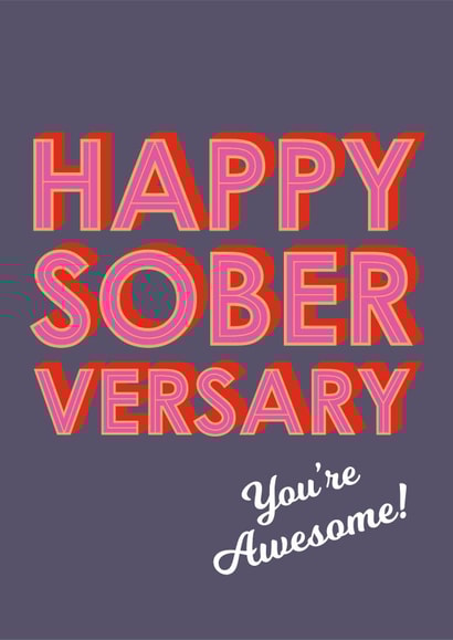 Stylish Soberversary Card For Sober Friend - Bold Pink Writing - You're Awesome created by Claire Giles