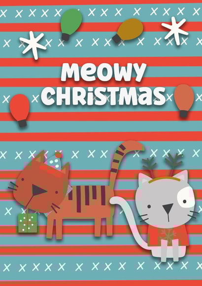 Cute cat, kitten Christmas card - Meowy Christmas created by Prints With Personality