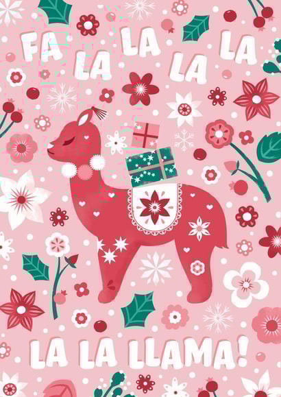 Festive Llama Christmas Card - Deck the Halls Christmas Carol created by Carly Watts