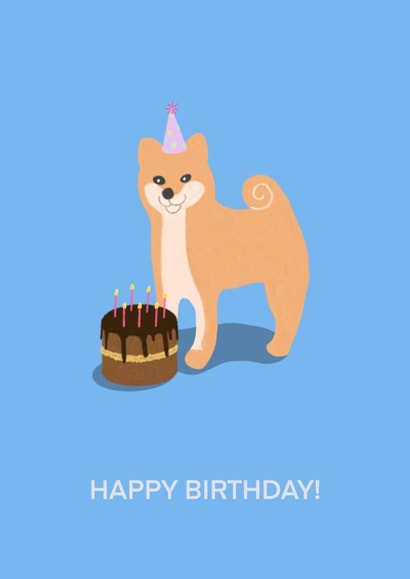 Cute Shiba Inu Happy Birthday Card - Dog lover created by sarinyaprints