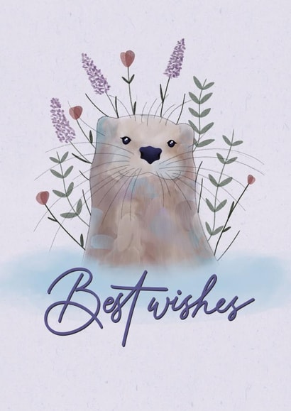 Cute Floral Otter Card - Best Wishes created by sarinyaprints