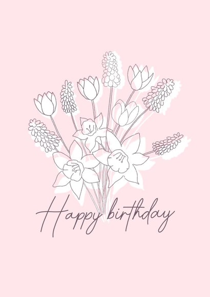 Pink Floral Bouquet Birthday Card created by sarinyaprints