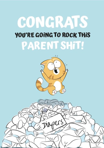 New Baby Card - Congrats you're going to rock this parent shit! created by JoyGreets
