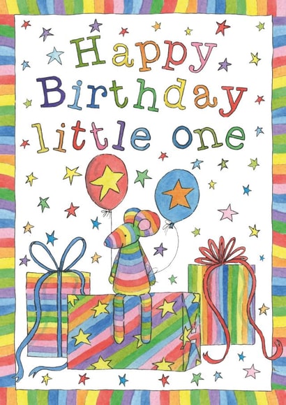 Cute Birthday Card For A Little One – Tiny Mouse – Happy Birthday Little One created by Helen Morgan Illustration