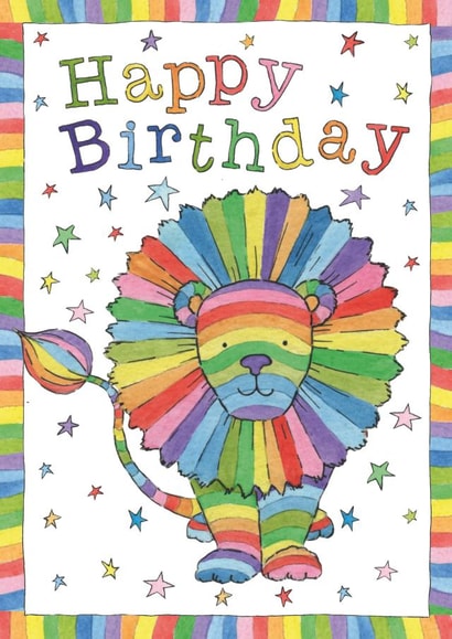 Cute Birthday Card For A Special Friend – Leo Lion – Happy Birthday created by Helen Morgan Illustration
