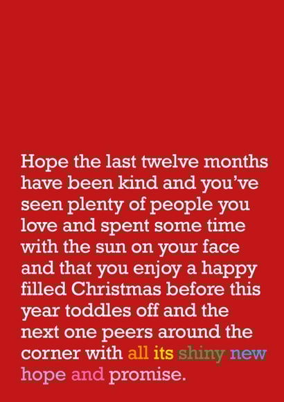 Christmas Card - New Year's Card - New Chapter - Card For Loved One - Uplifting created by The Right Lines