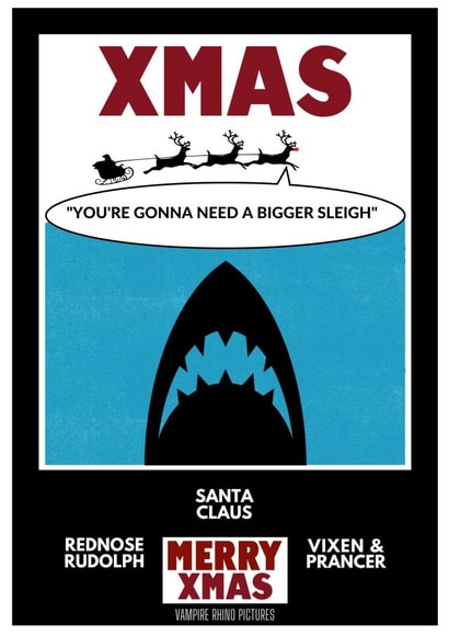 Funny Christmas Card For Friends Of Jaws Movie Lover created by Vampire Rhino