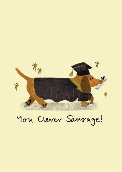 Clever Sausage exam results - graduation - dachshund Card created by Faye Finney