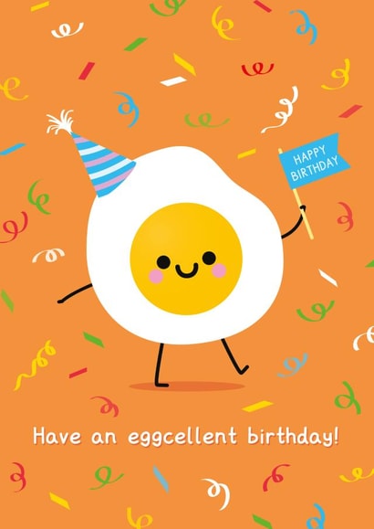 Birthday Card - Cute Egg - Have An Eggcellent Birthday created by hannahdoodle