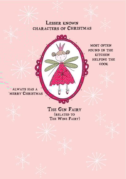 A quirky Christmas card featuring the Gin Fairy. created by Eggbert & Daisy