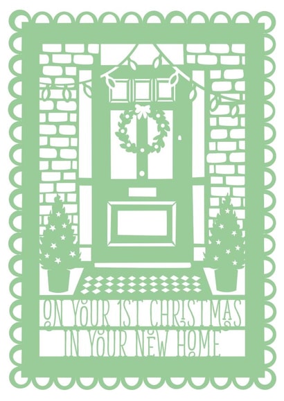 On Your First Christmas in Your New Home Papercut Style Card created by Pogofandango