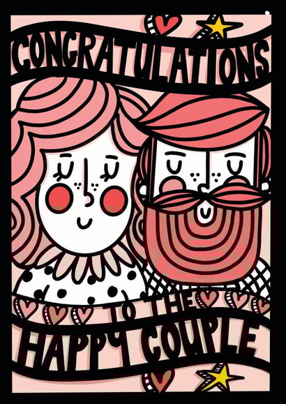 CUTE ANNIVERSARY CARD FOR THE HAPPY COUPLE. PAPERCUT STYLE CARD FOR A YOUNG COUPLE. created by NICHOLA COWDERY ILLUSTRATIONS 