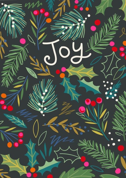Joy colourful Christmas card created by Pablo and Pickle Studio