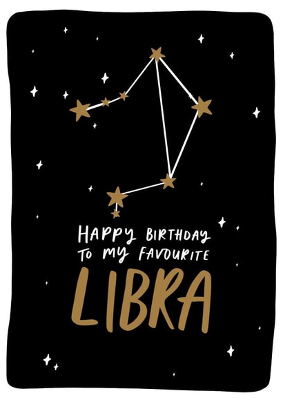 Cute Libra Birthday Card - Star Sign Card - Happy Birthday To My Favourite Libra created by Studio Yelle