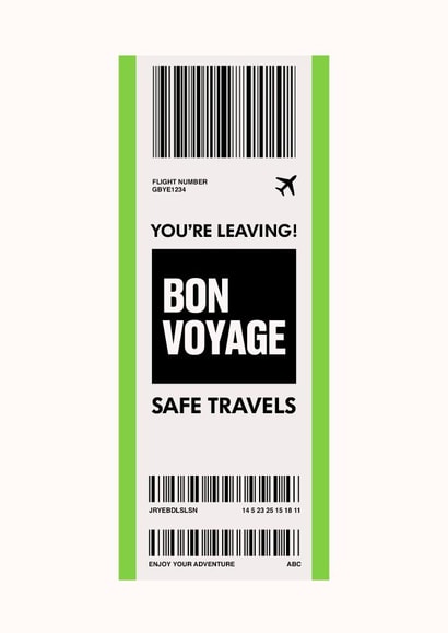 Bon Voyage & Safe Travels Card for a work colleague - Luggage Ticket Label created by HollieGraphik
