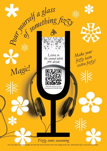 Magic interactive Christmas card that will make your fizzy taste extra fizzy created by Sarah Hyndman