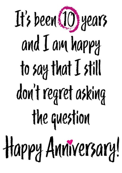 10 year wedding anniversary card - ask the question - for husband or wife created by size3art