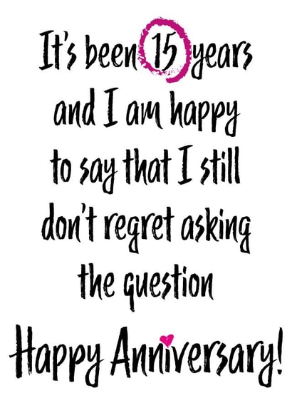 15 year wedding anniversary card - for husband or wife - ask the question created by size3art