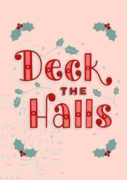 Deck the halls! Retro vintage christmas card. created by Loula Rose