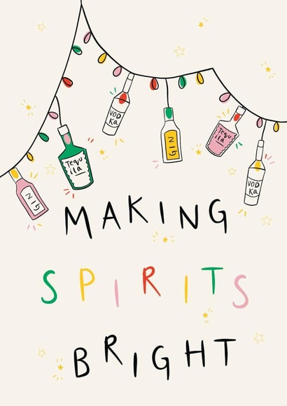 Making Spirits Bright Alcohol Pun- Christmas Card created by Lauren Barclay