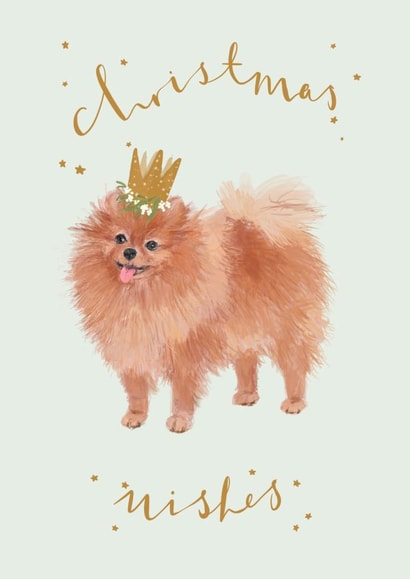 Pomeranian Illustration Christmas Card For Dog Lovers created by Honey & Velvet Studio