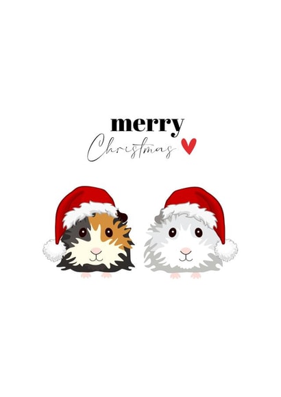 Cute Guinea Pigs in Santa Hats Christmas Cards created by ByNatalieAnne