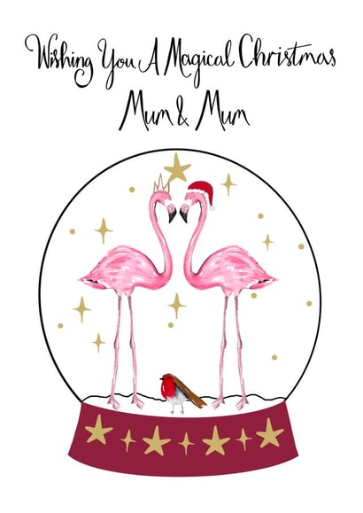 LGBT Gay Christmas Card For Mums - Flamingo created by Naughty Nice