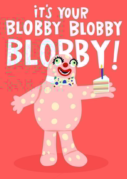 Mr Blobby Noel's House Party Funny Birthday Card created by Lucy Maggie Designs