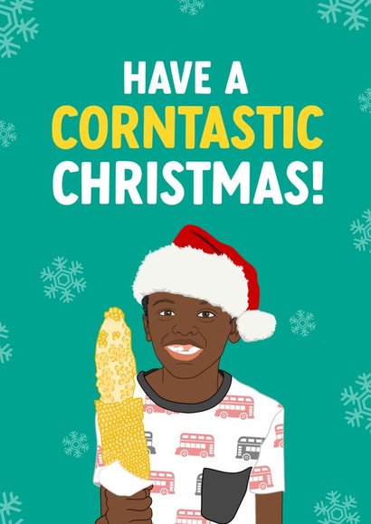 Funny Corn Kid Christmas Card - Corntastic Christmas created by The Cake Thief