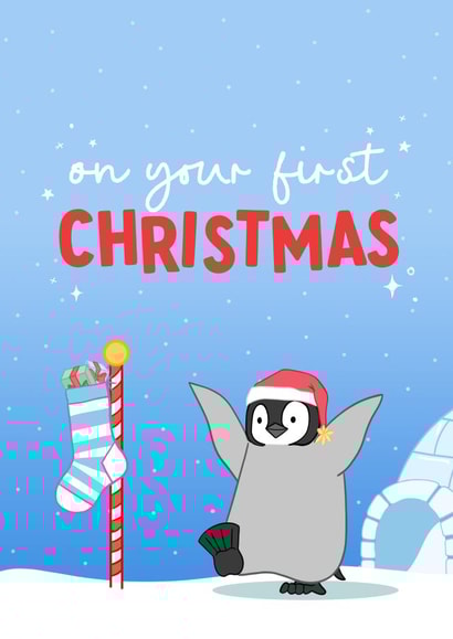 Adorable First Christmas Card - Baby Penguin created by The Cake Thief