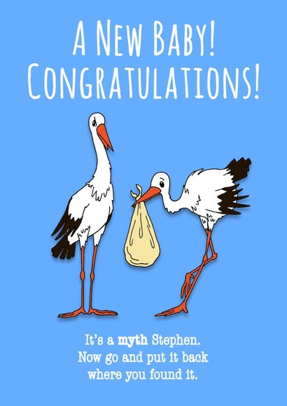 Funny congratulations card for parents of a new baby. created by Dragonfly Artworks
