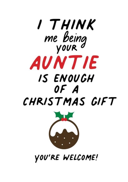 Cute funny Christmas Card from auntie, to send to your Neice / nephew created by IWLT