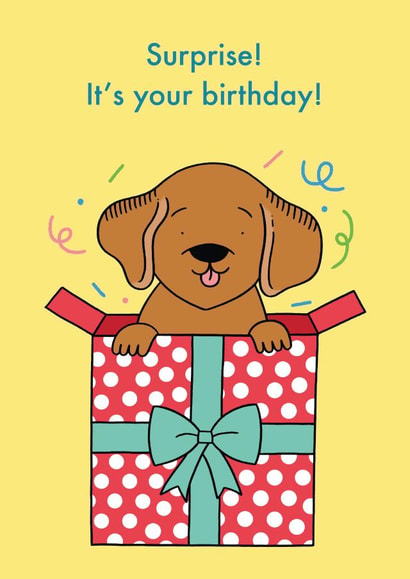 Surprise! It's Your Birthday Cute Dog Card created by Emelia Brooks