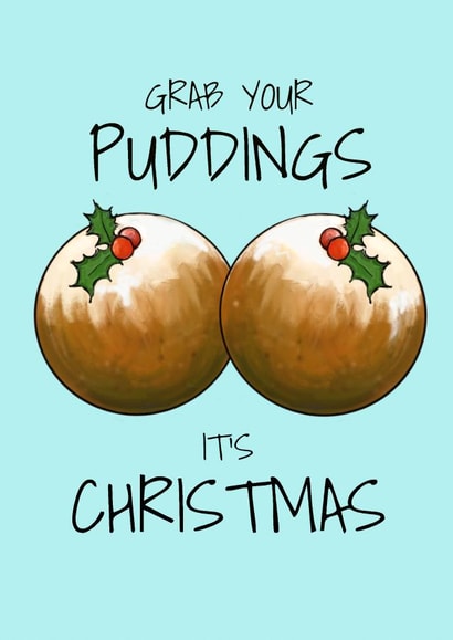 Funny Christmas Card - Puddings created by Apple Grumble Designs