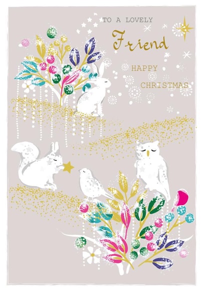 Cute Christmas Card for a Friend - Forest Animals - Winter Wonderland created by SABIVO Design by Sabina