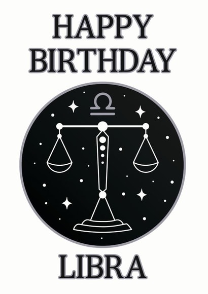 Happy Birthday Libra Zodiac Astrology Birthday Card created by Pisces Moon