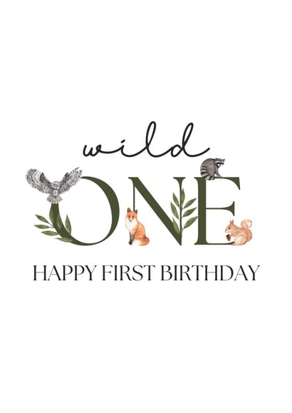 Wild One First Birthday Card created by BeauPrintBoutique