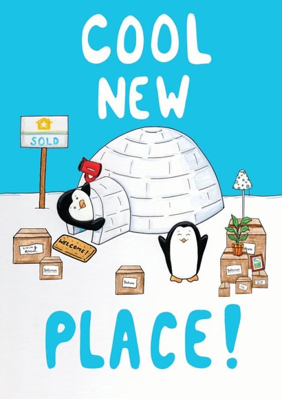 Cool New Place - Moving in card - New home card created by Martyn Scribbler Illustration