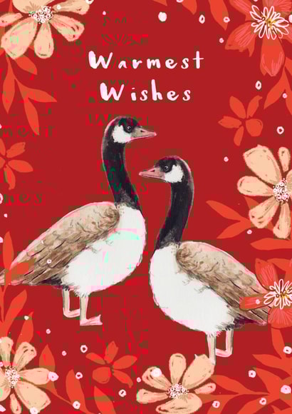 Beautiful Warm Wishes Christmas Geese - Cute Wildlife bird watercolour & pattern created by Miss Meaney's