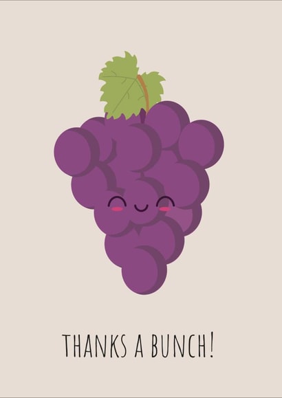 Thanks a bunch! Thank you card Cute, plants, fruit, puns, grapes, funny created by DoodleDee