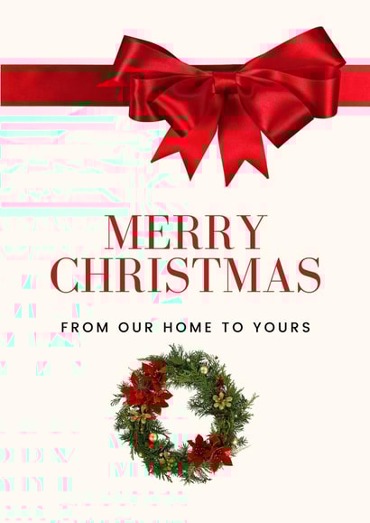 Merry Christmas From our Home to Yours - Red Bow and Wreath created by Dara, Ceramic Scripture
