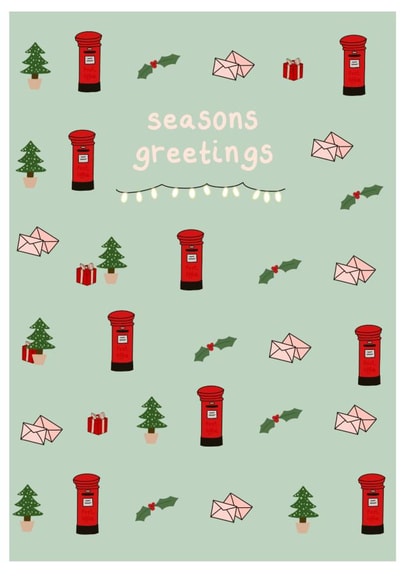 Cute Red Post Box Christmas Card with Christmas Tree created by Honeybee Art
